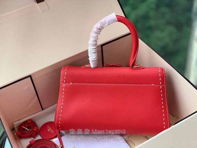 DELVAUX女包 經典款 德爾沃女手提包 女手腕包 中號 Delvaux單肩斜挎包 DS0028手縫櫻粟紅  fcs1369